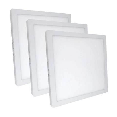 Kit 3 Plafon Painel LED Luminária Downlight 25W Sobrepor