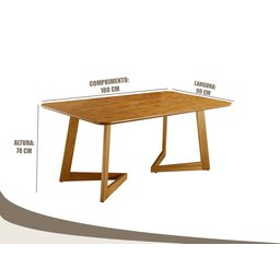 Conjunto Sala de Jantar 6 Lugares Linha Premium Mesa e Cadeiras Madeira Maciça Encosto Rattan - 5
