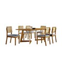 Ver imagem 2 de Conjunto Sala de Jantar 6 Lugares Linha Premium Mesa e Cadeiras Madeira Maciça Encosto Rattan