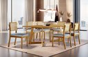 Ver imagem 1 de Conjunto Sala de Jantar 6 Lugares Linha Premium Mesa e Cadeiras Madeira Maciça Encosto Rattan