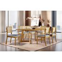Ver imagem 1 de Conjunto Sala de Jantar 6 Lugares Linha Premium Mesa e Cadeiras Madeira Maciça Encosto Rattan