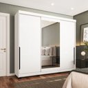 Ver imagem 1 de Guarda-Roupa Casal 3 Portas Correr com Espelho Madrid Branco