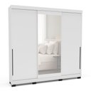 Ver imagem 2 de Guarda-Roupa Casal 3 Portas Correr com Espelho Madrid Branco