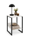 Ver imagem 2 de Mesa Cabeceira de Cama Criado Industrial Base de Ferro Preto Tampo Branco