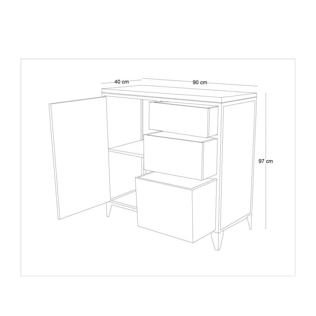 Cômoda Grande - Modelo Contemporâneo - Cor Preto - 6