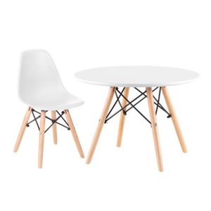 Conjunto Infantil Mesa Eames Branca 60cm com 1 Cadeira Branca