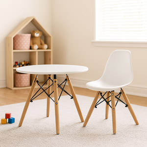 Conjunto Infantil Mesa Eames Branca 60cm com 1 Cadeira Branca