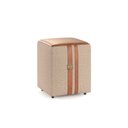 Ver imagem 3 de Puff Domus Quadrado com Detalhe em Couro Moderno para Sala ou Quarto - Bege