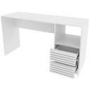 Ver imagem 2 de Escrivaninha Mesa de Escritório 2 Gavetas Ripado Branco
