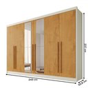 Ver imagem 4 de Guarda-roupa Casal Alba Plus 6 Portas 4 Gavetas 100% Mdf com Espelho Off White/peroba - Mademarques