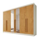 Ver imagem 2 de Guarda-roupa Casal Alba Plus 6 Portas 4 Gavetas 100% Mdf com Espelho Off White/peroba - Mademarques