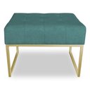 Ver imagem 4 de Puff Lisa Suede Azul Turquesa Base Metálica Industrial Dourado - Pallazio