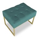 Ver imagem 3 de Puff Lisa Suede Azul Turquesa Base Metálica Industrial Dourado - Pallazio
