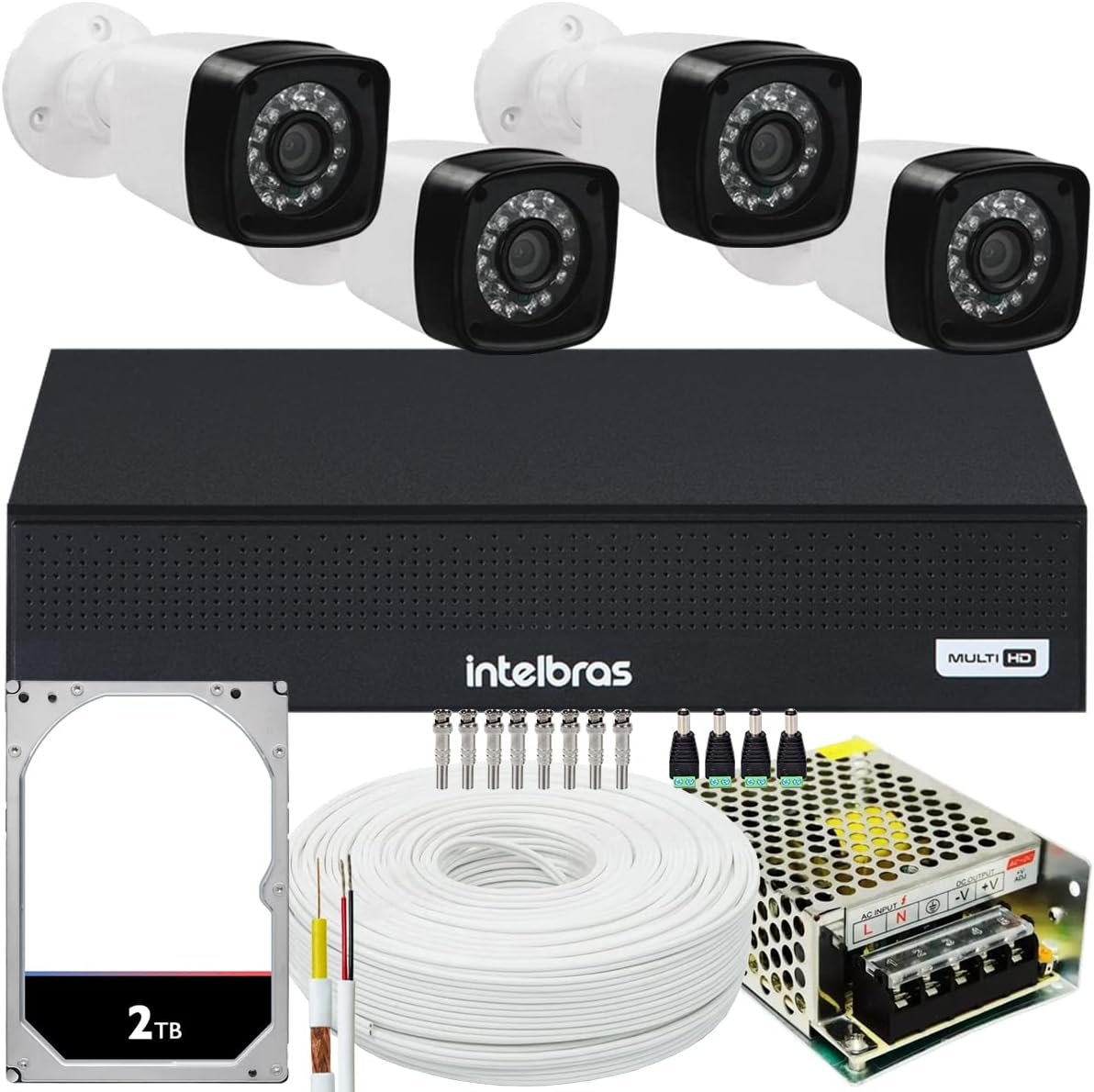 Kit Cftv 4 Câmeras Segurança Full Hd Dvr Intelbras 8ch 2tb