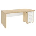 Ver imagem 1 de Mesa Escritorio 4 Gavetas Tampo Tamburato 180x80 cm Carvalho Branco Artany