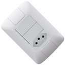 Ver imagem 2 de Conjunto 4x2 com 2 Interruptores Paralelos de 6 Ampères e 250 Volts + 1 Tomada 2P+T de 10 Ampères e