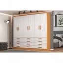 Ver imagem 1 de Guarda Roupas New Mônaco 6 Portas e 12 Gavetas - Branco / Cinnamomo Branco / Cinnamomo