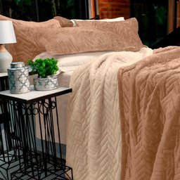 Cobertor Buettner Queen Flannel Plush 100% Poliéster Dupla Face 240mx260m Khaki Escuro / Khaki - 2