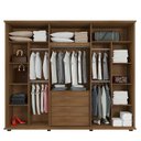 Ver imagem 2 de Guarda Roupa Casal Portas de Correr 271cm com Espelho Espanha RV Móveis Cinamomo Ripado/Off White