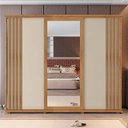 Ver imagem 3 de Guarda Roupa Casal Portas de Correr 271cm com Espelho Espanha RV Móveis Cinamomo Ripado/Off White