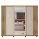 Ver imagem 1 de Guarda Roupa Casal Portas de Correr 271cm com Espelho Espanha RV Móveis Cinamomo Ripado/Off White