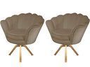 Ver imagem 1 de Kit 2 Poltronas Decorativa Pétala Base Giratória Madeira Suede Capuccino Ms Decor