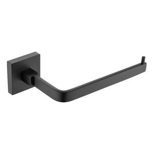 Suporte para Papel Higiênico Preto Fosco Quadrado em Aço Inox