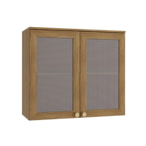 Armário Aéreo Cozinha Modulado Botanic M633 2 Portas c/ Tela Nogueira - Kappesberg