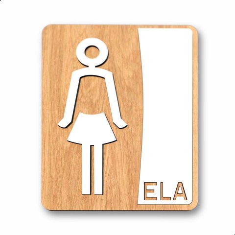 Placa para Banheiro Plaquinha Ela Cor Branco