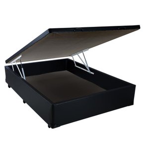 Cama Box Baú Blindado Viúva HomeQueen Corino Preto 41x128x188