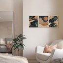 Ver imagem 4 de Kit 3 Quadros Decorativos Folhagem Abstrato Moderno Sala de Jantar Escritório Moldura Caixa