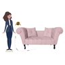 Namoradeira Sofá Decorativa Para Salão de Beleza Londres 160 Suede Rosa Bebe DL Decor - 4