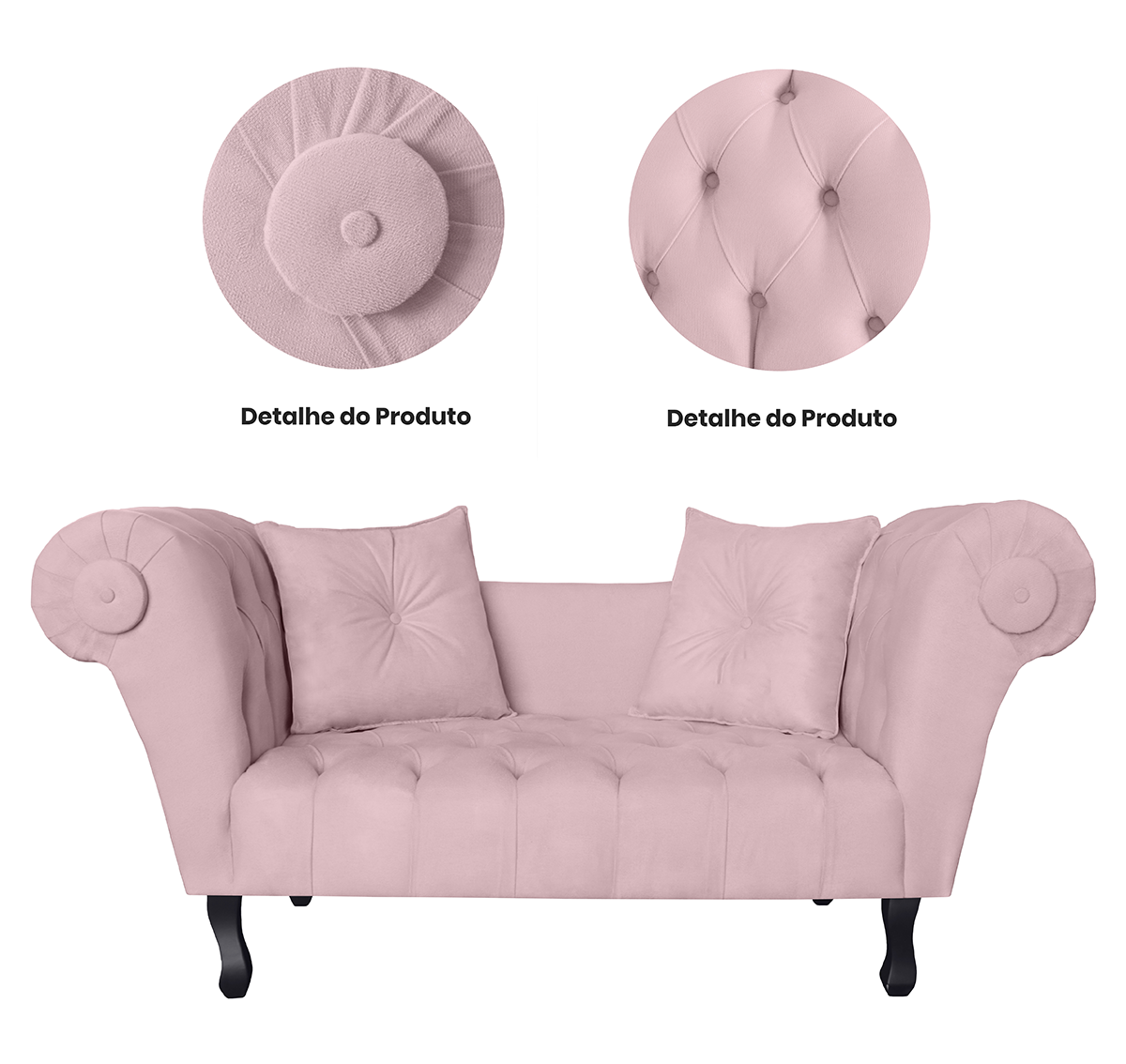 Namoradeira Sofá Decorativa Para Salão de Beleza Londres 160 Suede Rosa Bebe DL Decor - 2