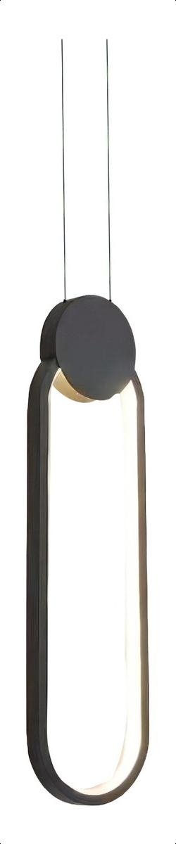 Luminária Elegante Pendente Oval Moderno Lavabo 15w Cor Preto