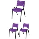 Ver imagem 2 de Cadeira Iso Base Preto Igreja, Escola, Escritório - Violeta Kit 3 Peças