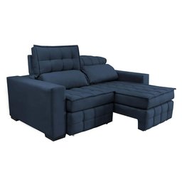 Sofá Retrátil e Reclinável 1,80M Molas Ensacadas e Costura Tripla Cama Inbox Nobre Suede Azul - 8