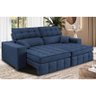 Sofá Retrátil e Reclinável 1,80M Molas Ensacadas e Costura Tripla Cama Inbox Nobre Suede Azul - 1
