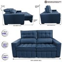 Ver imagem 2 de Sofá Retrátil e Reclinável 1,80M Molas Ensacadas e Costura Tripla Cama Inbox Nobre Suede Azul