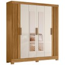Ver imagem 3 de Guarda Roupa Valença 195cm 6 Portas Freijó Off White com Portas Ripadas e Espelho Moval