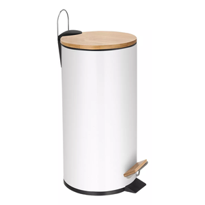 Lixeira com Pedal e Tampa Bambu 20 Litros P/ Banheiro