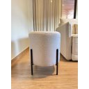 Ver imagem 2 de Puff Banqueta Decorativo Base Metal Tecido em Linho - Bege/Preto