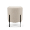 Ver imagem 1 de Puff Banqueta Decorativo Base Metal Tecido em Linho - Bege/Preto