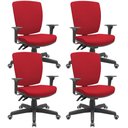 Ver imagem 1 de Kit 04 Cadeiras Escritório Diretor Office Giratória Preto Alta Flexi P03 Poliéster Vermelho - Lyam L