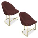Ver imagem 1 de Kit 02 Cadeiras Poltrona de Jantar Bela Suede Marsala Base Metálica Industrial Dourado - Pallazio