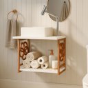 Ver imagem 2 de Conjunto Gabinete Banheiro Completo 50cm Cobre Branco Armário com Cuba Lavabo Pia Cobreado Moderno