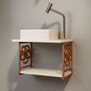 Ver imagem 3 de Conjunto Gabinete Banheiro Completo 50cm Cobre Branco Armário com Cuba Lavabo Pia Cobreado Moderno