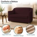 Ver mais imagens de Kit Namoradeira + 4 Poltronas Decorativas para Sala Mila Suede Cores Pé de Plastico Cromado