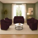 Ver imagem 1 de Kit Namoradeira + 4 Poltronas Decorativas para Sala Mila Suede Cores Pé de Plastico Cromado