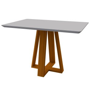 Mesa De Jantar Para 4 Lugares Tampo Retangular Com Vidro 1,20m Lectus Ypê Off White New Ceval 23118.