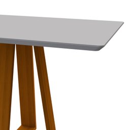 Mesa De Jantar Para 4 Lugares Tampo Retangular Com Vidro 1,20m Lectus Ypê Off White New Ceval 23118. - 3